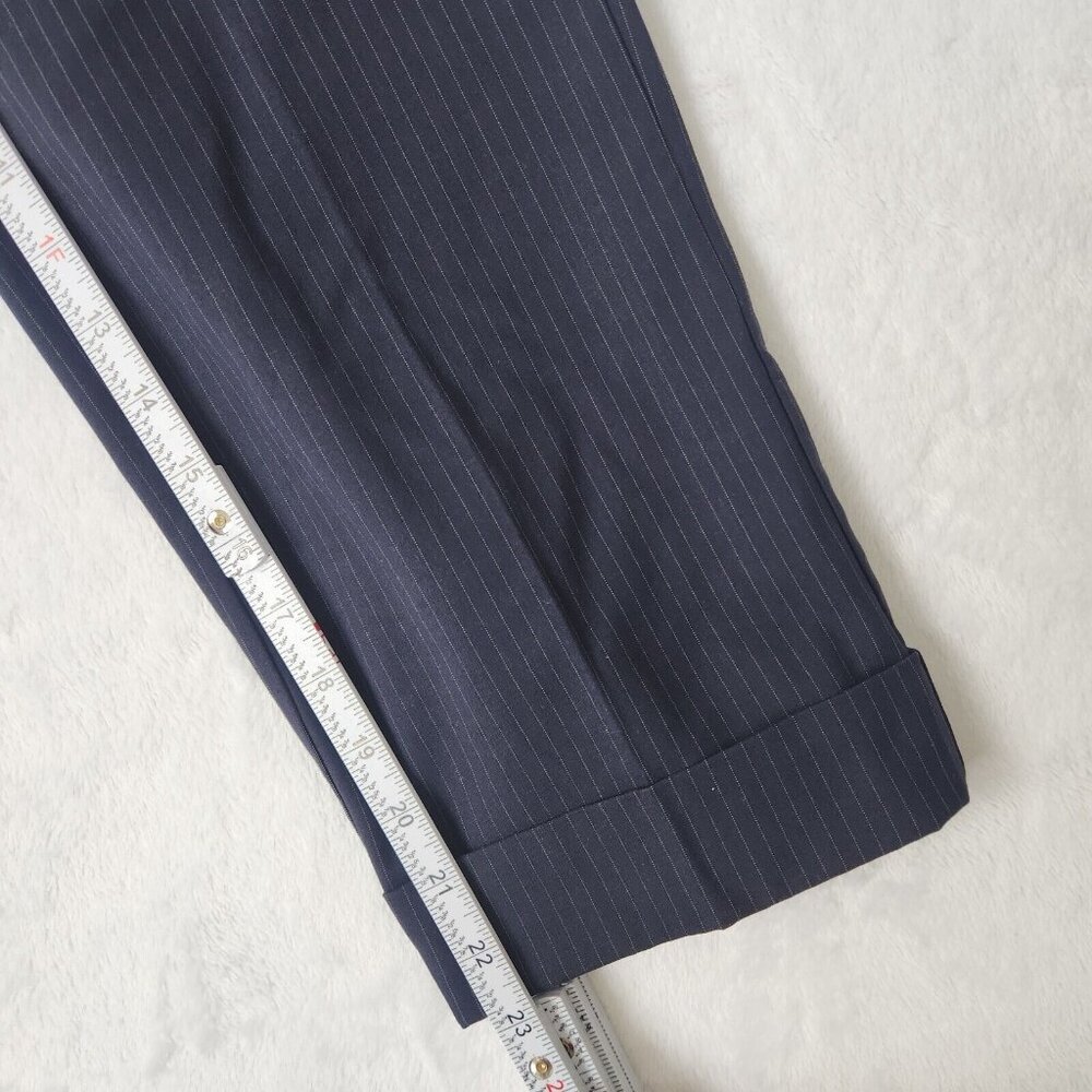 Y2K New York & Company Pinstripe Trouser Cropped Pants Size 2 Navy Blue Stretch - Picture 13 of 13